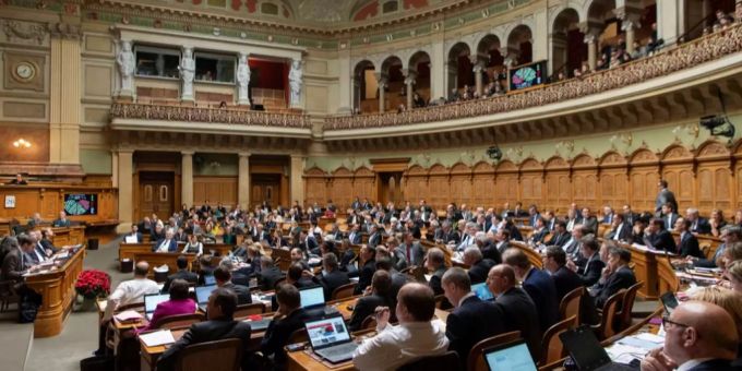 Der Kampfring für die Diskussion um die Begrenzungsinitiative. svp