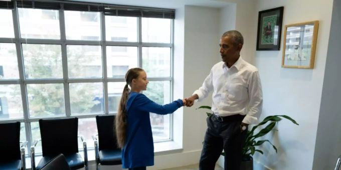 Klima-Aktivistin Greta Thunberg und Ex-US-Präsident Barack Obama greta