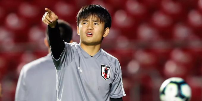 Takefusa Kubo bei einem Zusammenzug der japanischen Fussballnationalmannschaft. Takefusa Kubo