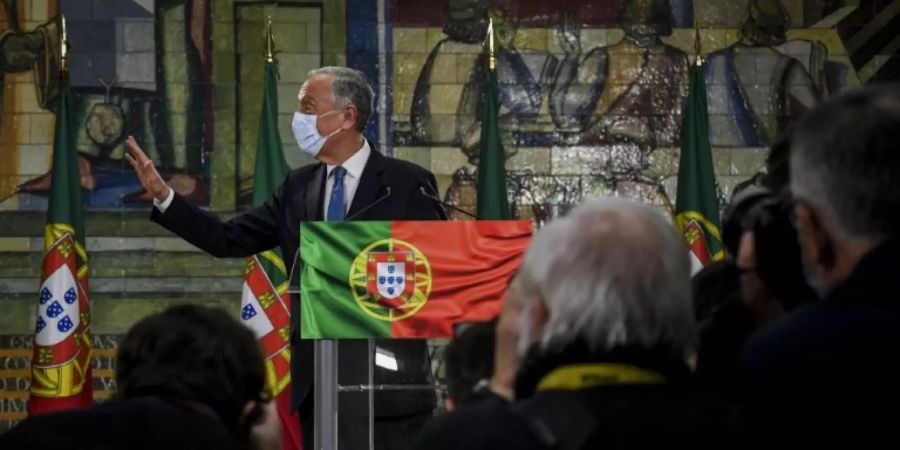 Portugals Präsident Marcelo Rebelo de Sousa bei seiner Siegerrede