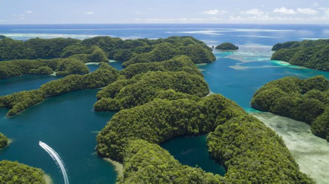 Luftaufnahme einer der Palau-Inseln. palau
