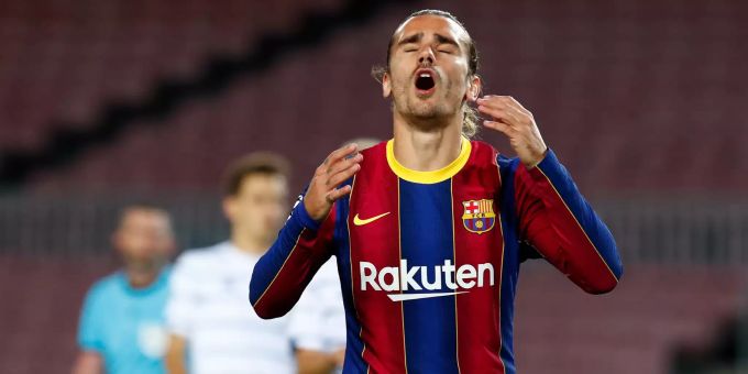 Antoine Griezmann (FC Barcelona) reagiert im Spiel gegen Dynamo Kiew in der Champions League. FC Barcelona Dynamo Kiew
