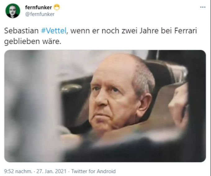 Twitter-Nutzer @fernfunker lässt Vettel digital noch einmal altern. Sebastian Vettel @fernfunker