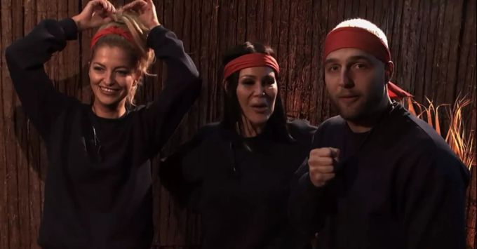Prinzessin Xenia, Djamila Rowe von Sachsen und Filip Pavlović. Gruppe vier Dschungelshow