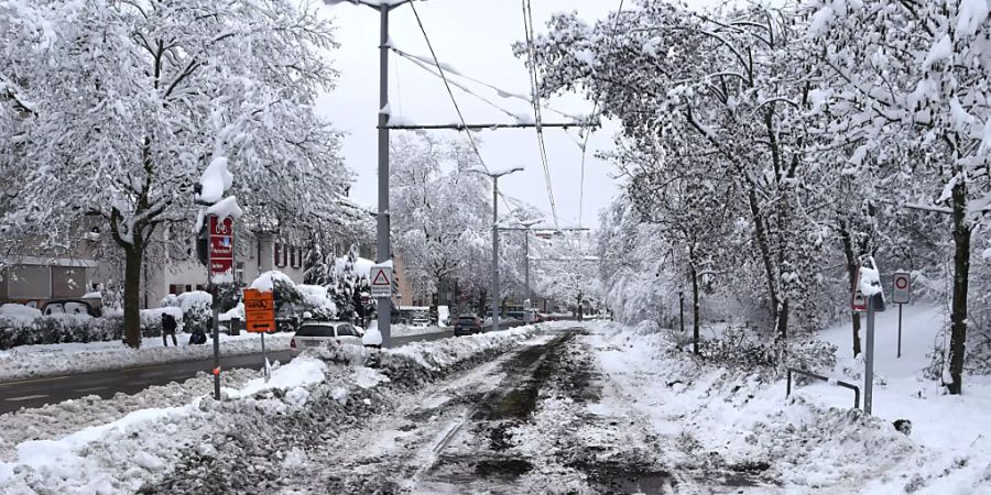 Schnee und Eis sorgen im Öffentlichen Verkehr weiter für Probleme; wie hier auf der Linie 7 der Zürcher Verkehrsbetriebe.