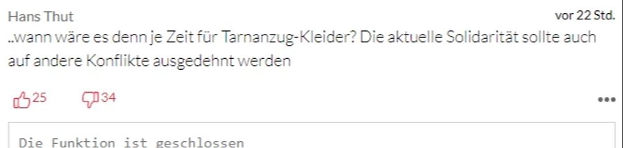 Laut diesem Leser gab es nie eine gute Zeit, um Tarnanzüge zu tragen.