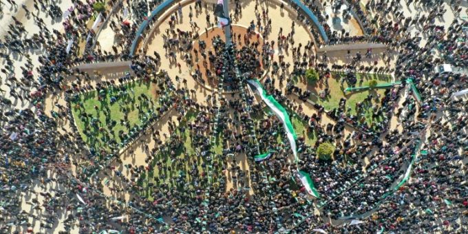 Luftansicht von den Protesten in Idleb Luftansicht von den Protesten in Idleb