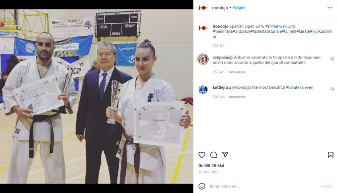 Simona Quaranta trainiert Michelle Hunziker in Kyokushinkai. Michelle Hunziker Simona Quaranta