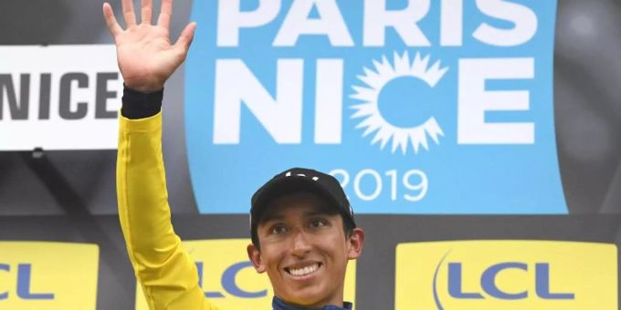 Sieger Egan Arley Bernal Gomez aus Kolumbien von Team Sky im Gelben Trikot. Foto: David Stockman/BELGA Sieger Egan Arley Bernal Gomez aus Kolumbien von Team Sky im Gelben Trikot. Foto: David Stockman/BELGA
