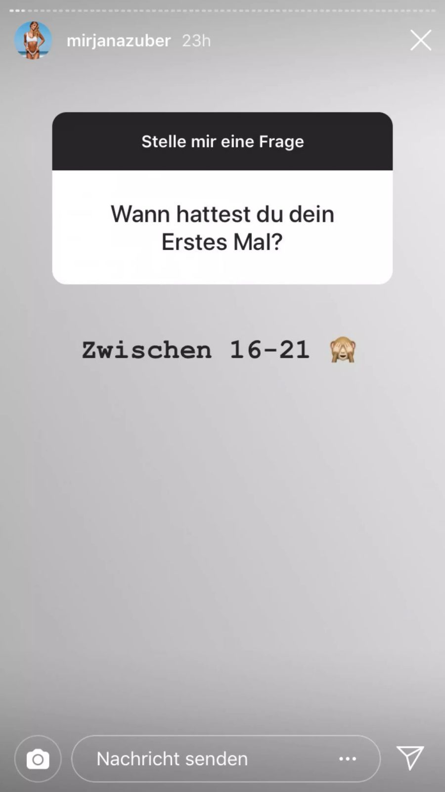 Ihr erstes Mal hatte Mirjana zwischen 16 und 21.