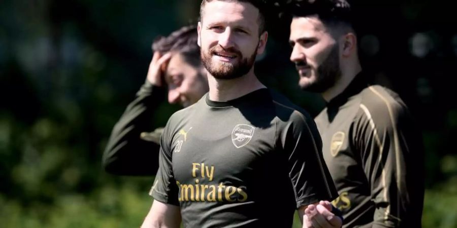 Shkodran Mustafi beim Training des FC Arsenal. Foto: Tim Goode/PA Wire