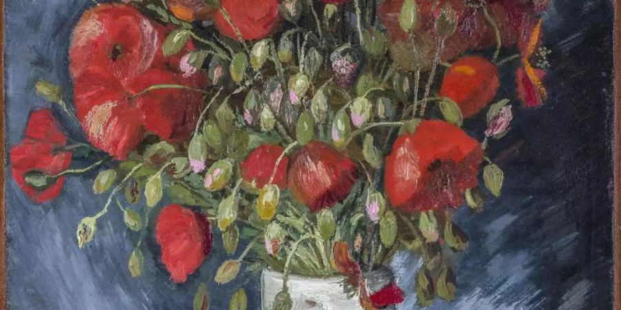 Dieses undatierte Foto des Wadsworth Atheneum Museum zeigt das Stillleben «Vase mit Mohnblumen». Forscher aus den Niederlanden haben nachgewiesen, dass es sich bei dem Ölgemälde um ein echtes Werk von Vincent van Gogh handelt. Foto: Uncredited/Wadsworth Atheneum Museum of Art via AP