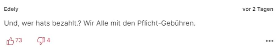 «Edely» beklagt sich über die Pflicht-Gebühren.