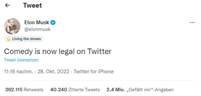 Der Tweet von Elon Musk. musk