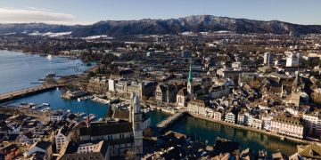 Stadt Panorama Zürich Innenstadt See Schweiz