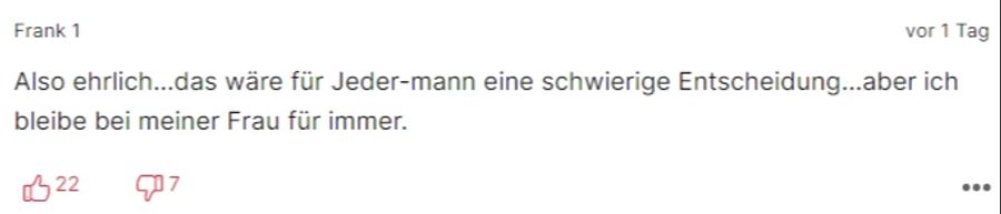 «Frank 1» stellt klar: Er bleibt seiner Frau treu.