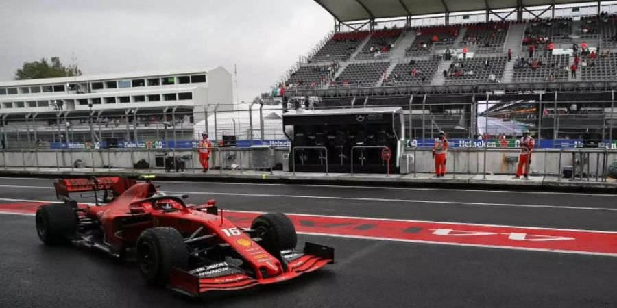 Ferrari-Pilot Charles Leclerc startet beim Grossen Preis von Mexiko von der Pole Positon. Foto: Eduardo Verdugo/AP/dpa