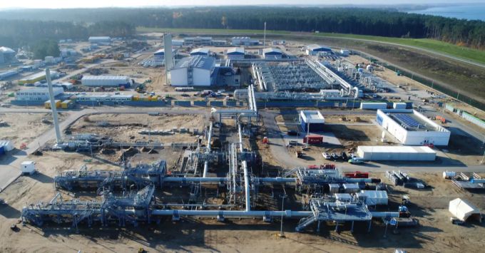Blick über die Baustelle in Mecklenburg-Vorpommern: Die Molch-Empfangsstation der Ostsee-Pipeline Nord Stream 2 vom November 2019. nord stream 2