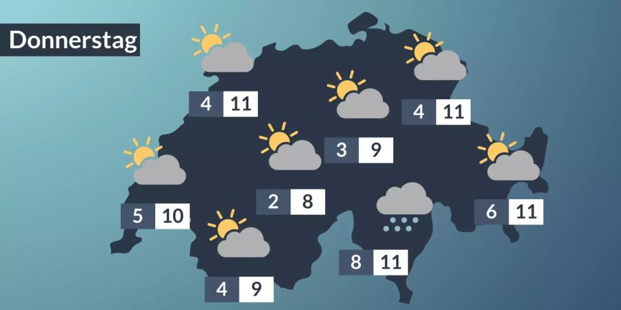 Die Wetter-Prognose für Donnerstag, 19. Dezember 2019.