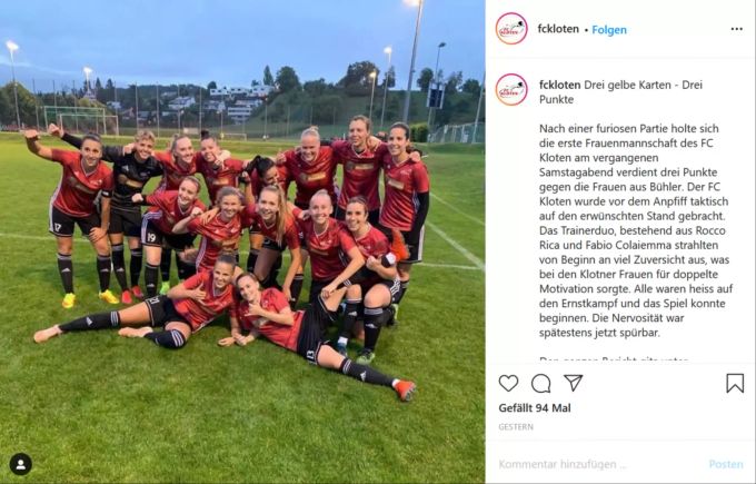 Die Frauen des FC Kloten können sich über einen Sieg gegen den FC Bühler freuen. FC Kloten