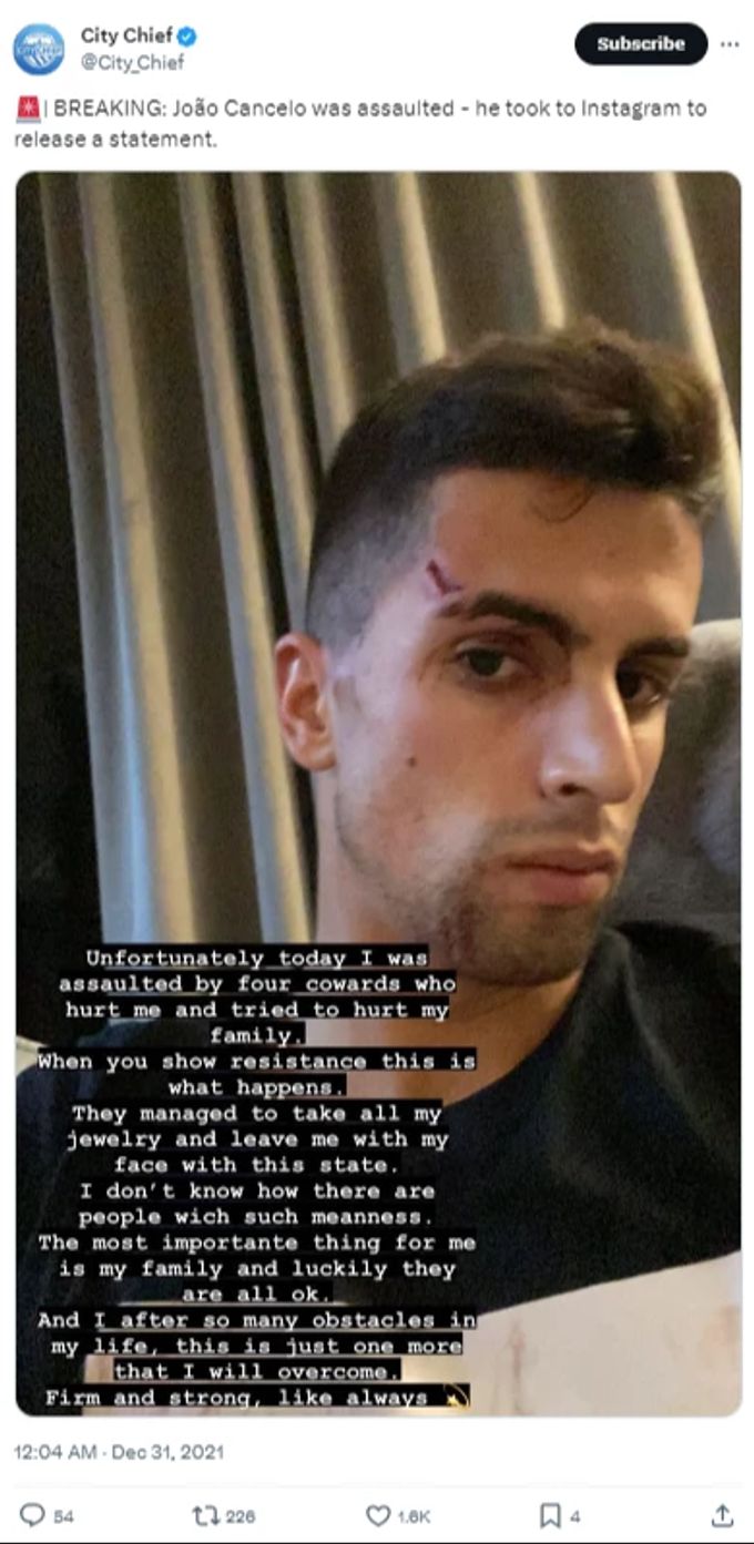 Mit diesem Statement meldete sich Joao Cancelo nach dem Einbruch bei ihm im Jahr 2021. Cancelo