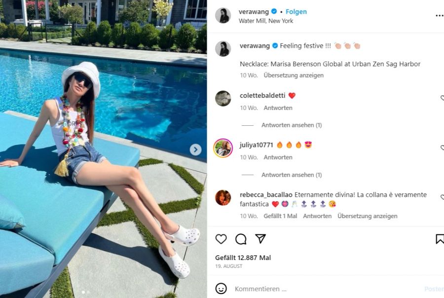 Vera Wang beim Pool.