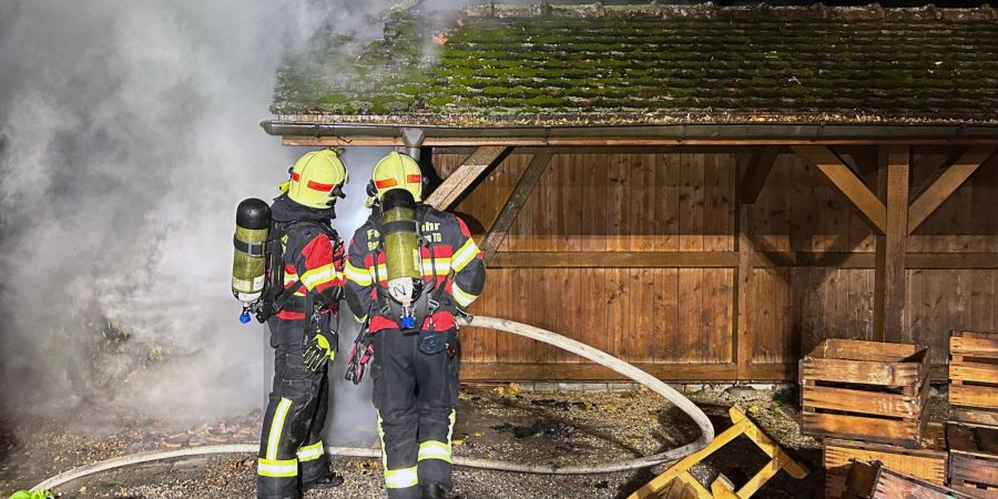 Brand eines Unterstandes