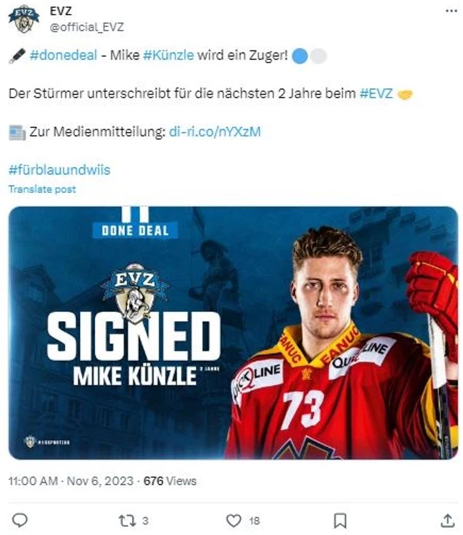 Mike Künzle EV Zug