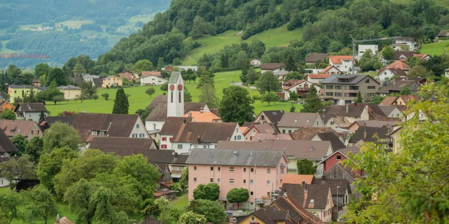 Blick auf die Gemeinde Wartau.