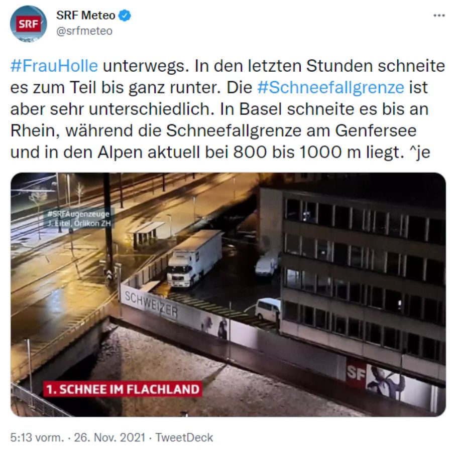 Schweizer freuen sich über den ersten Schnee im Flachland.