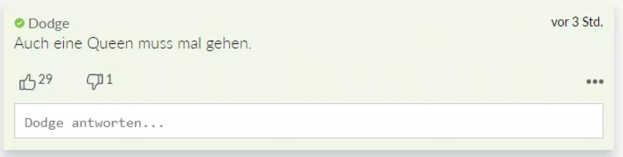 Dieser Kommentar von Dodge sorgte für viel Zustimmung.