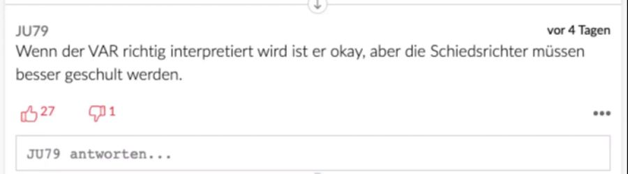 Leser JU79 sieht das Problem nicht beim VAR sondern bei den Schiedsrichtern. Diese müssten besser geschult werden.