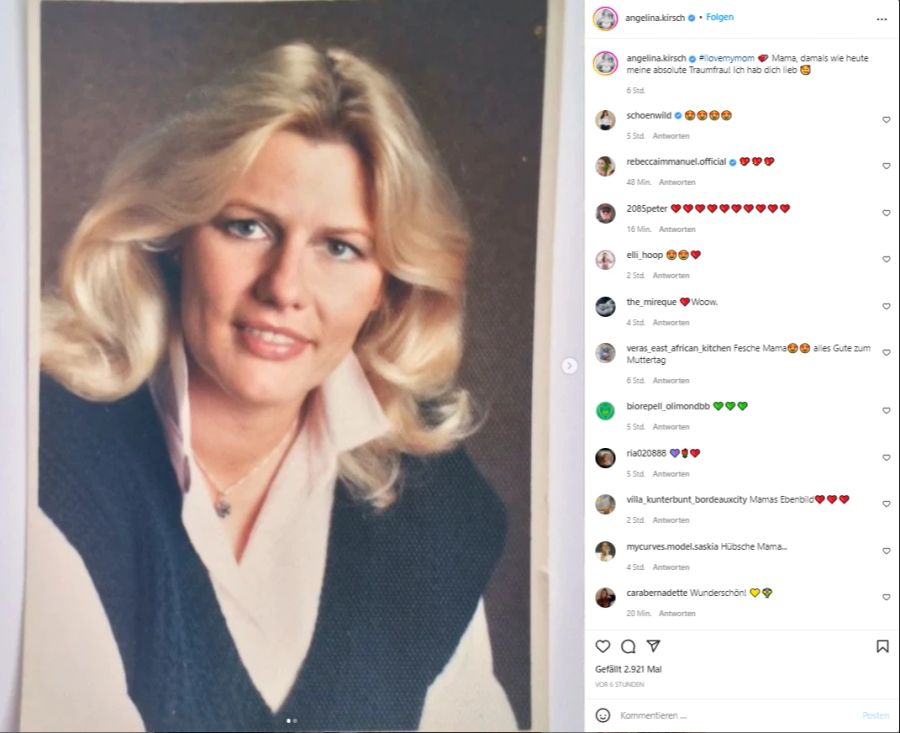 Ein Foto von Angelina Kirschs Mutter in jungen Zeiten.