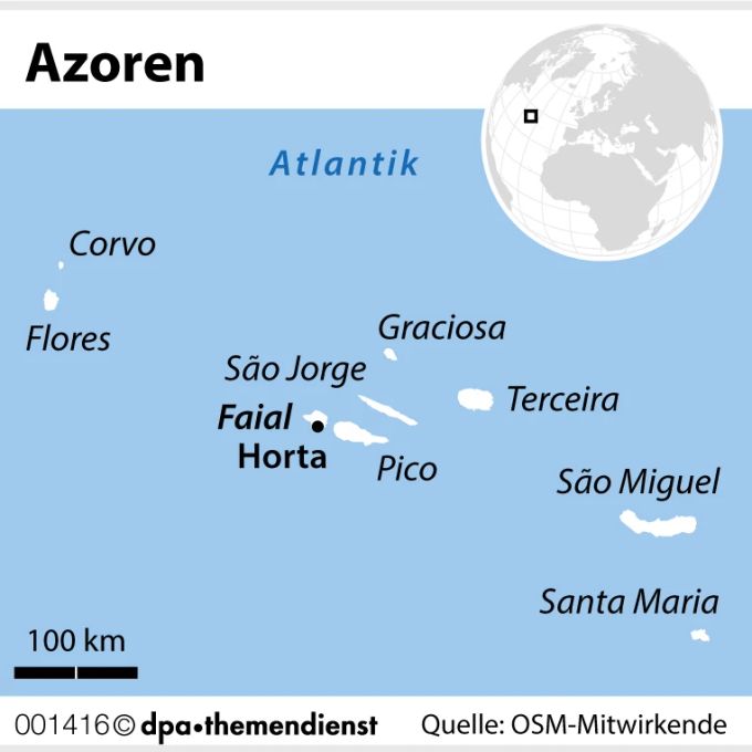 Eine der neun Azoren-Inseln: Faial mit der Hauptstadt Horta ist ein Anlaufpunkt für Atlantik-Überquerer. Grafik Inseln Azoren Faial