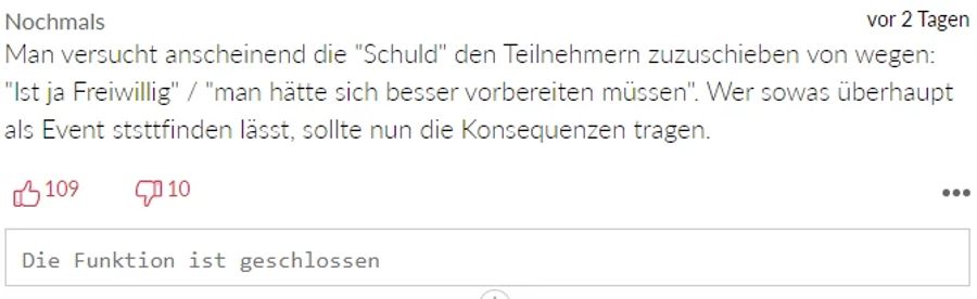 Diese Person findet, dass die Person, die «so was überhaupt als Event stattfinden lässt», die Konsequenzen tragen sollte.