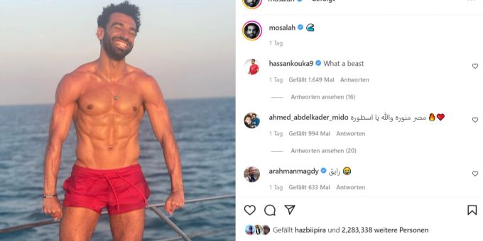 Mohamed Salah zeigt seine Muskeln in den Ägypten-Ferien. Mohamed Salah