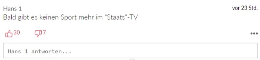«Hans 1» denkt, dass es beim SRF bald gar keinen Sport mehr zu sehen gibt.