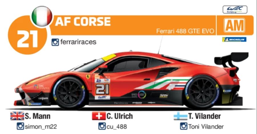 Christoph Ulrich startet im AF-Corse-Ferrari mit der Startnummer 21.