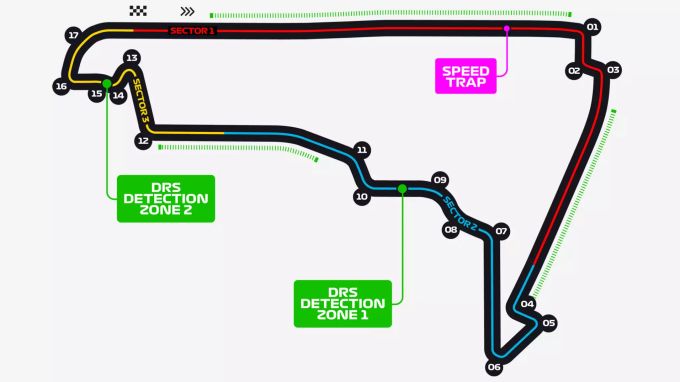 Die Streckenkarte zum Mexiko-GP der Formel 1. Mexiko Formel 1