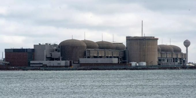 Blick auf das Kernkraftwerk Pickering. Atomkraftwerk Pickering