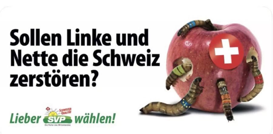 Hat viele SVPler selbst angeekelt: Das Wurmplakat