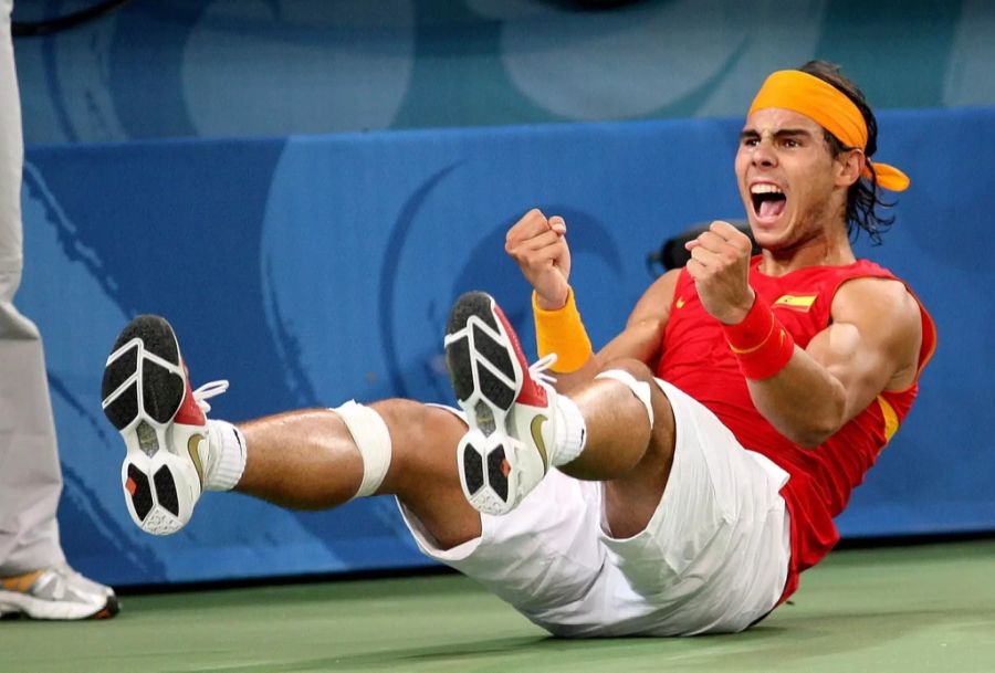 Rafael Nadal nach dem Gewinn der Goldmedaille an den Olympischen Spielen 2008.