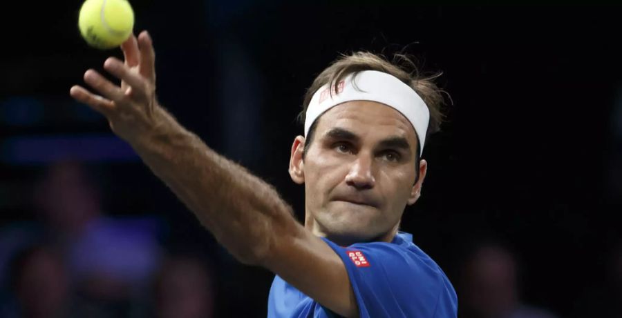 Roger Federer im Einsatz am Laver Cup 2019 in Genf.