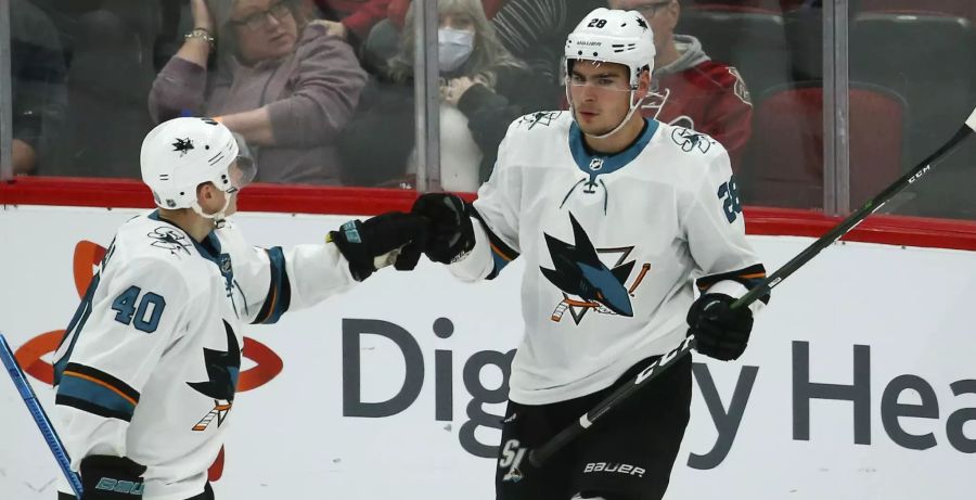 In dieser Saison ein viel zu seltenes Bild: Timo Meier jubelt mit den San Jose Sharks.