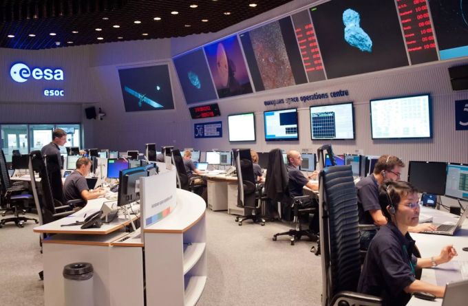 Ein Kontrollzentrum der Europäischen Raumfahrtbehörde ESA. ESA