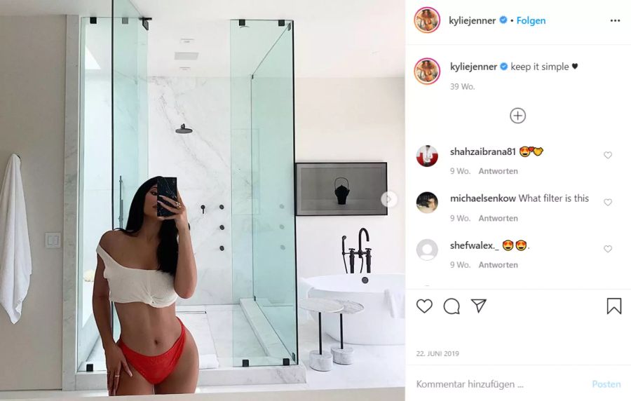 Not bad, dieses Bad! Kylie Jenner zeigt, was sie zu Hause hat.