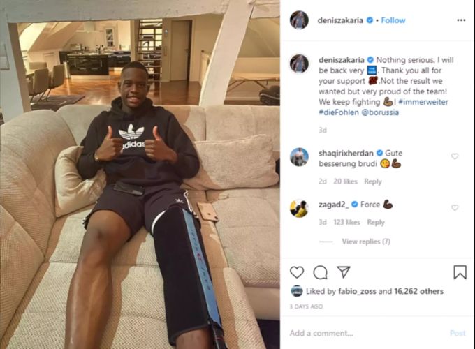 Denis Zakaria gab bereits auf Instagram Entwarnung. Denis Zakaria