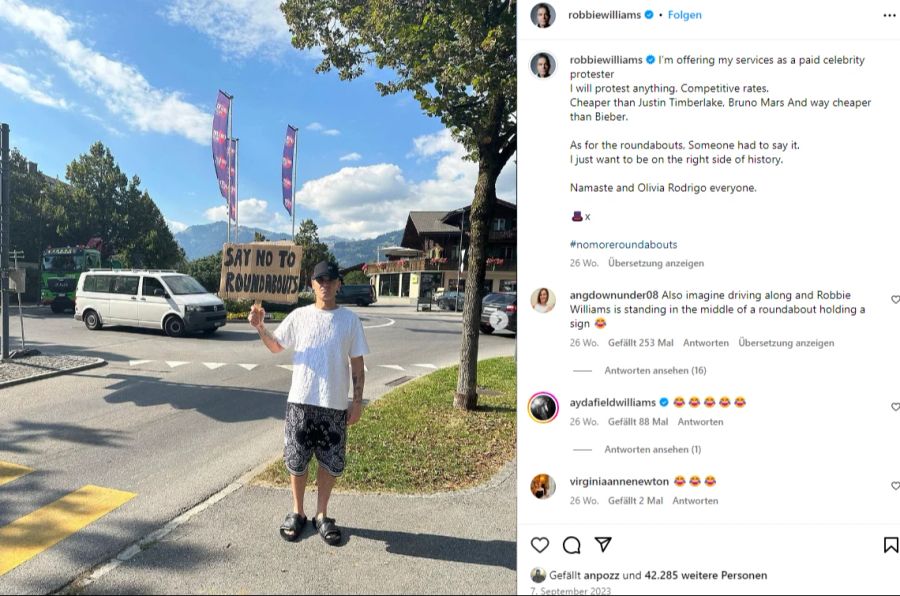 Bereits kurz nach seinem Zuzug sorgte der Superstar in Gstaad BE für Wirbel. So forderte er ein Ende des Kreisverkehrs.