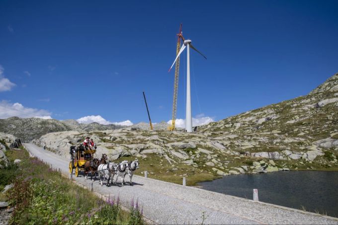 2020 wurde auf dem Gotthardpass ein Windpark errichtet. Windrad