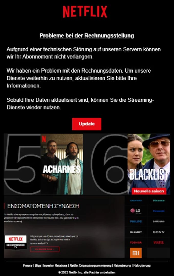 Solche E-Mails verschicken Betrüger an Netflix-Kunden betrüger netflix kunden